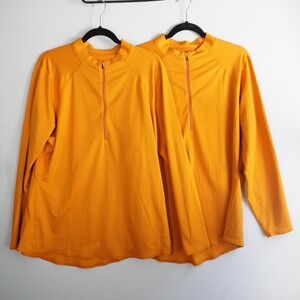 REI Co-op Women 1XL Long Sleeve Pullover LOT 2 Quarter‎ Zip Athletic Top Orange